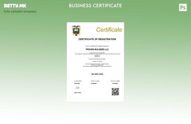 модерен стил Еквадор сертификат за регистрација Шаблон за Word и PDF